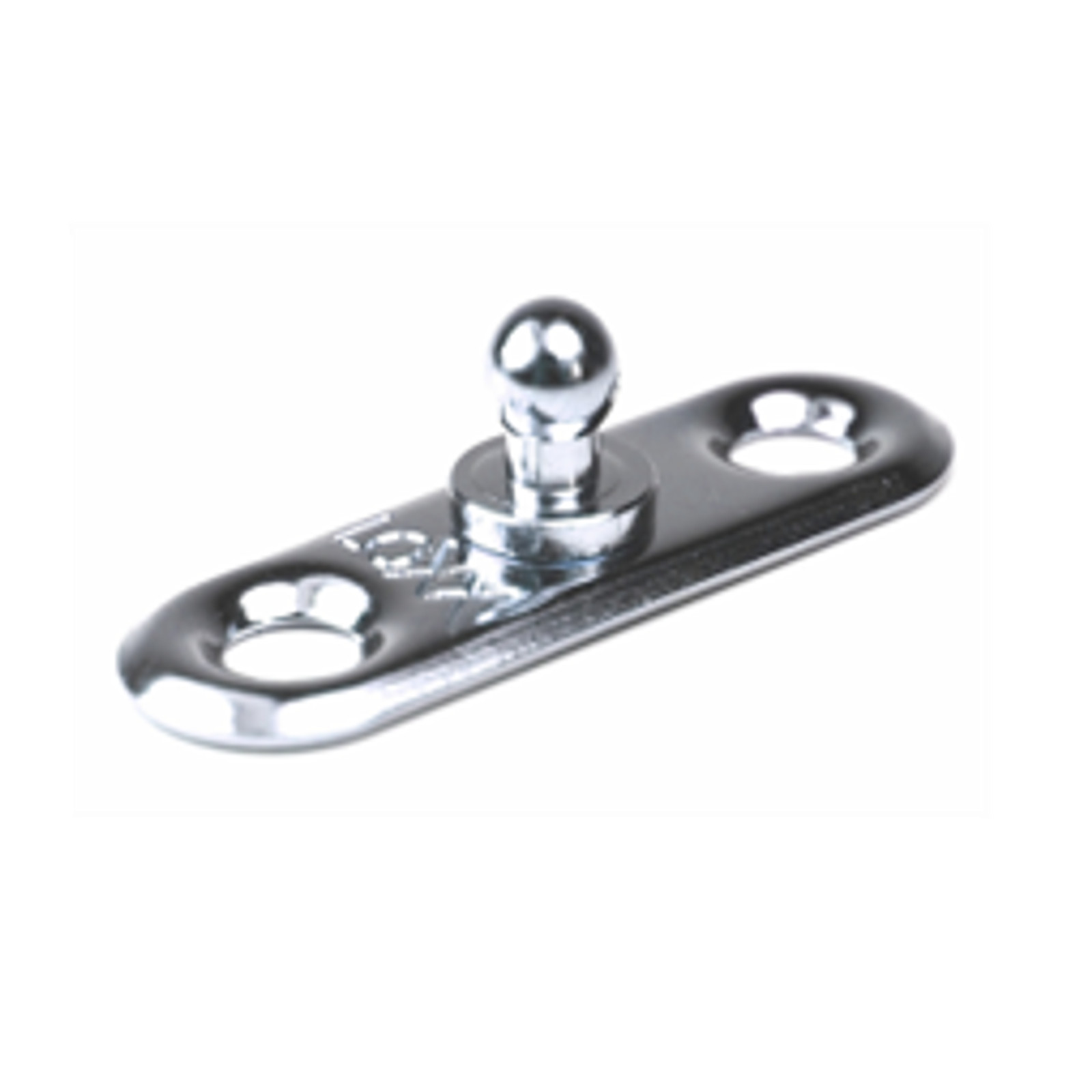 Zapinka dolna owalna do nitowania i przykręcania, mosiądz chromowany, L-34,2mm, między otworami 22,3mm