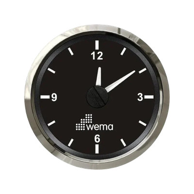 Analogowy wskaźnik zegarowy 52 mm srebrno-czarny Wema