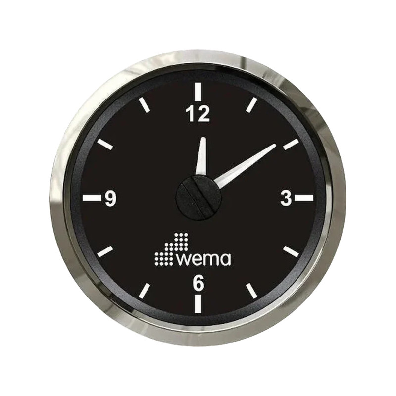 Analogowy wskaźnik zegarowy 52 mm srebrno-czarny Wema