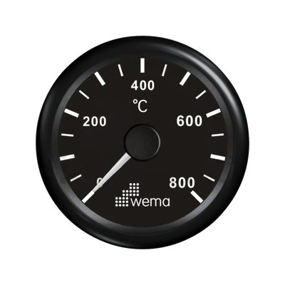Wskaźnik temeperatury spalin 52 mm czarny Wema