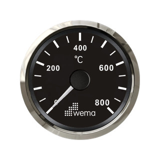 Wskaźnik temeperatury spalin 52 mm srebrno-czarny Wema