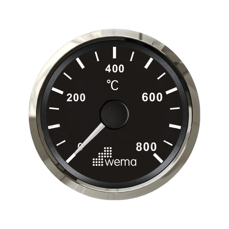 Wskaźnik temeperatury spalin 52 mm srebrno-czarny Wema
