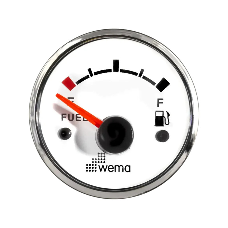 Wskaźnik poziomu paliwa 52 mm 0-190 om srebrno-biały Wema