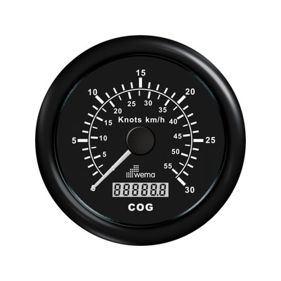 Analogowy prędkościomierz GPS 85 mm 30 węzłów czarny Wema