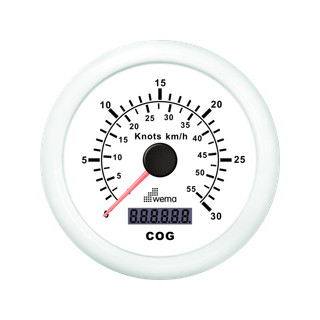 Analogowy prędkościomierz GPS 85 mm 30 węzłów biały Wema