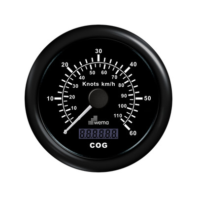 Analogowy prędkościomierz GPS 85 mm 60 węzłów czarny Wema
