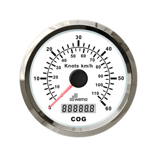 Analogowy prędkościomierz GPS 85 mm 60 węzłów srebrno-biały Wema
