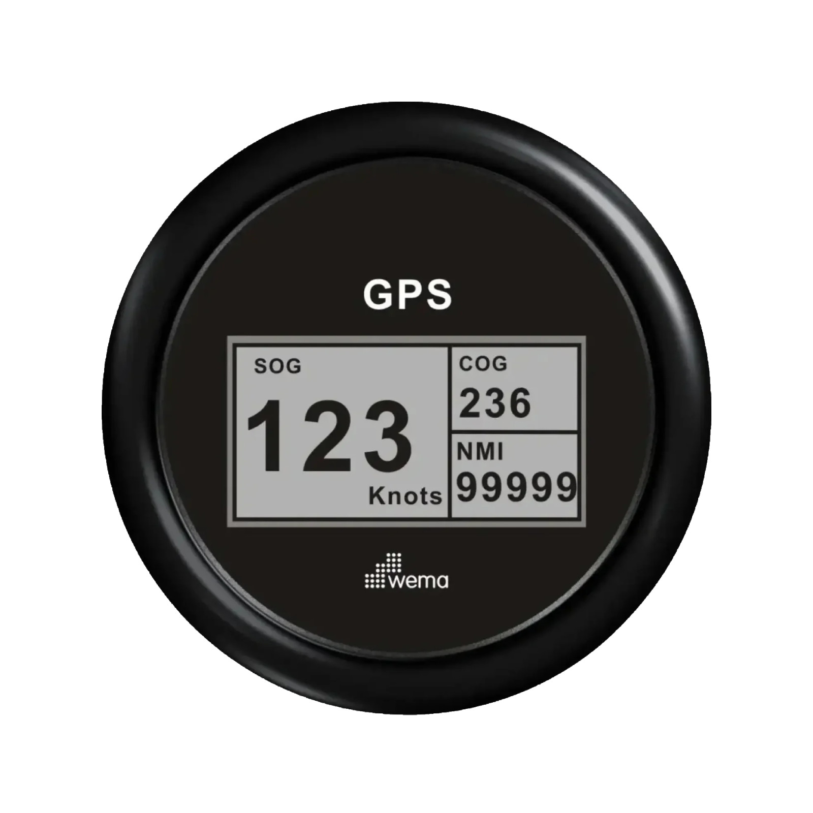 Cyfrowy prędkościomierz GPS 85 mm czarny Wema