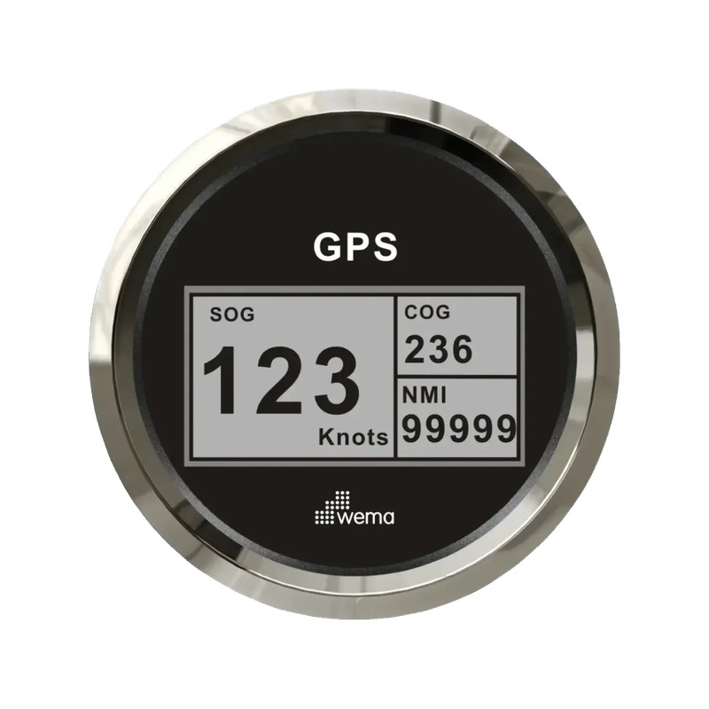 Cyfrowy prędkościomierz GPS 85 mm srebrno-czarny Wema