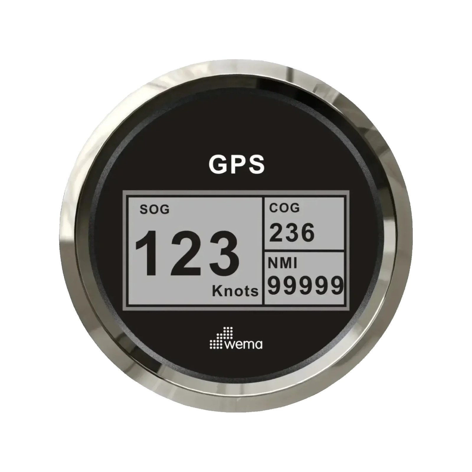 Cyfrowy prędkościomierz GPS 85 mm srebrno-czarny Wema