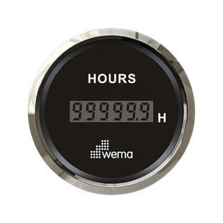 Wskaźnik czasu pracy 52 mm srebrno-czarny Wema