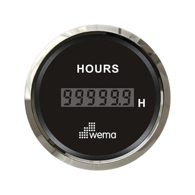 Wskaźnik czasu pracy 52 mm srebrno-czarny Wema