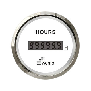 Wskaźnik czasu pracy 52 mm srebrno-biały Wema
