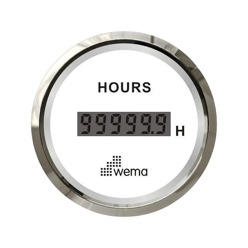 Wskaźnik czasu pracy 52 mm srebrno-biały Wema