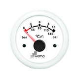 Wskaźnik ciśnienia oleju 10 bar, 52 mm biały Wema