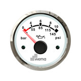 Wskaźnik ciśnienia oleju 10 bar, 52 mm srebrno-biały Wema