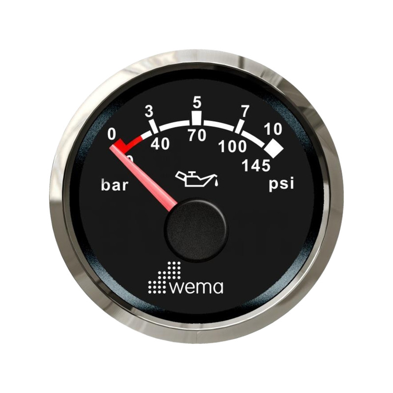 Wskaźnik ciśnienia oleju 10 bar NMEA2000, 52 mm czarny Wema