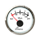 Wskaźnik ciśnienia oleju 10 bar NMEA2000, 52 mm biały Wema