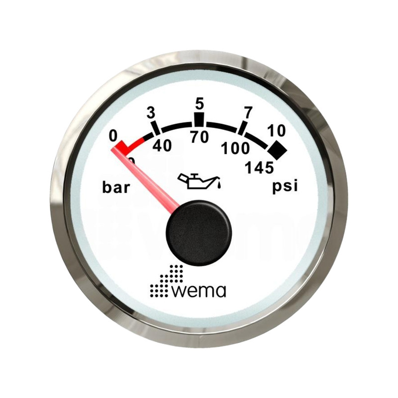 Wskaźnik ciśnienia oleju 10 bar NMEA2000, 52 mm biały Wema