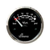 Wskaźnik ciśnienia oleju 25 bar, 52 mm srebrno-czarny Wema
