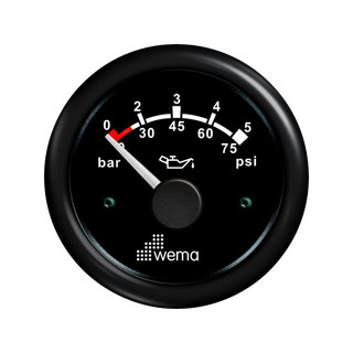 Wskaźnik ciśnienia oleju 5 bar, 52 mm czarny Wema