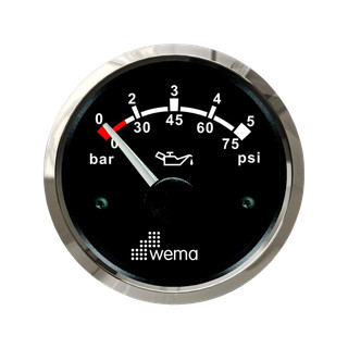 Wskaźnik ciśnienia oleju 5 bar, 52 mm srebrno-czarny Wema