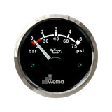 Wskaźnik ciśnienia oleju 5 bar, 52 mm srebrno-czarny Wema