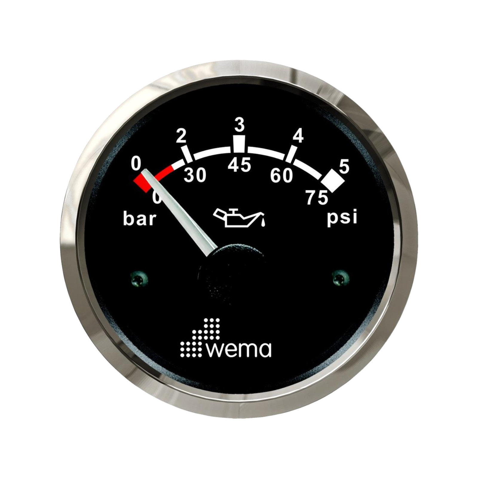 Wskaźnik ciśnienia oleju 5 bar, 52 mm srebrno-czarny Wema