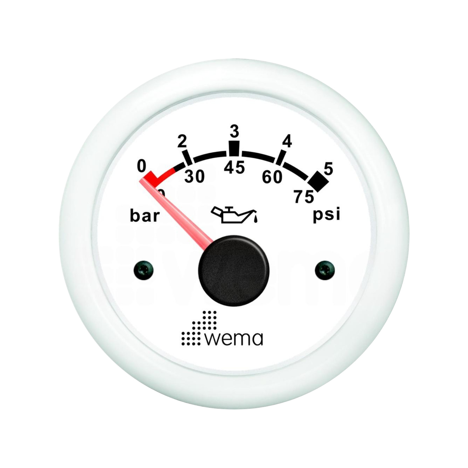 Wskaźnik ciśnienia oleju 5 bar, 52 mm biały Wema