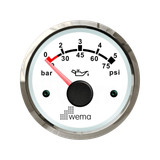 Wskaźnik ciśnienia oleju 5 bar, 52 mm srebrno-biały Wema