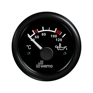 Wskaźnik temperatury oleju 52 mm czarny Wema