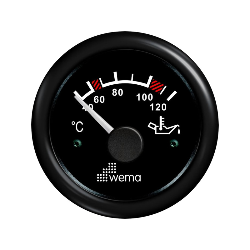 Wskaźnik temperatury oleju 52 mm czarny Wema
