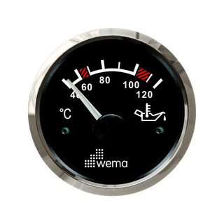 Wskaźnik temperatury oleju 52 mm srebrno-czarny Wema