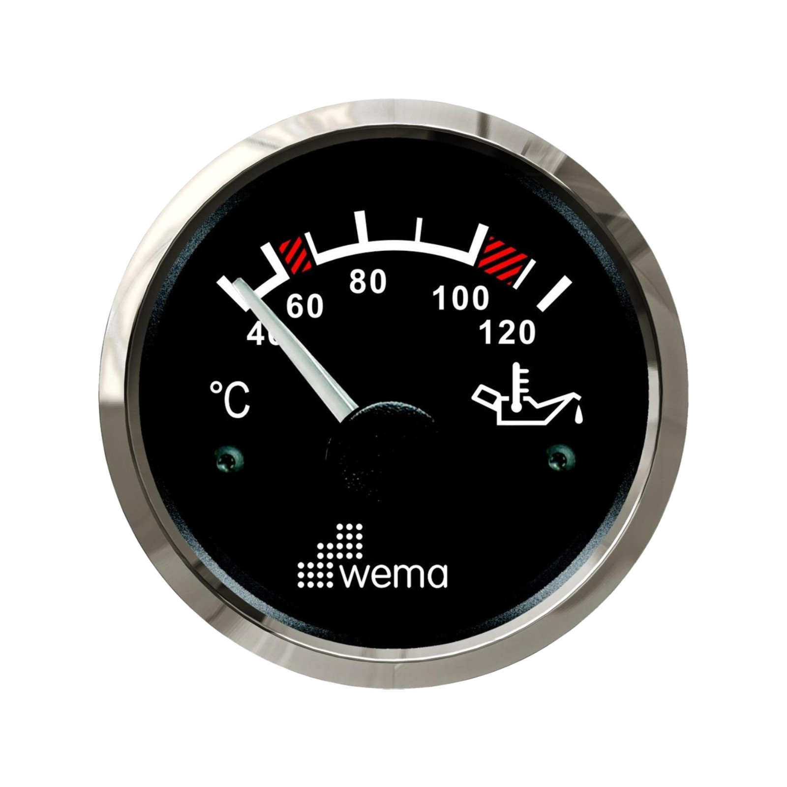 Wskaźnik temperatury oleju 52 mm srebrno-czarny Wema