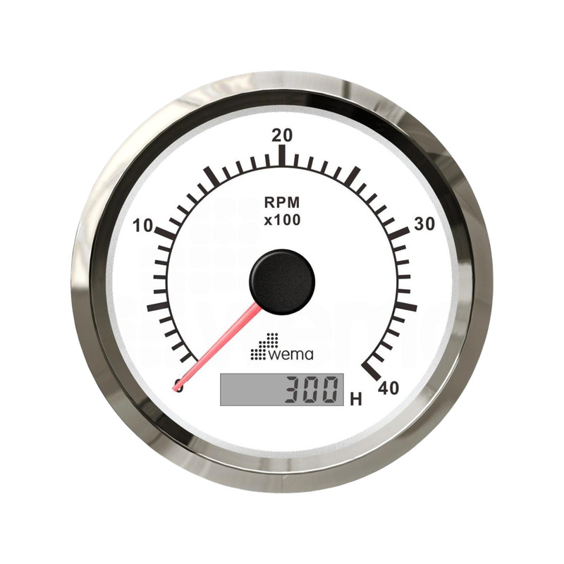Obrotomierz z licznikiem godzin 4000 obr./min srebrno-biały Wema