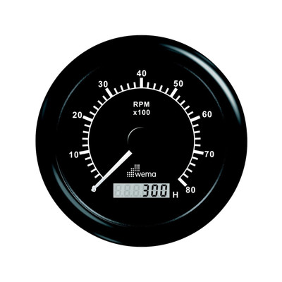 Obrotomierz z licznikiem godzin 8000 obr./min czarny Wema