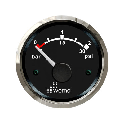 Wskaźnik ciśnienia turbo 2 bar, 52 mm srebrno-czarny Wema