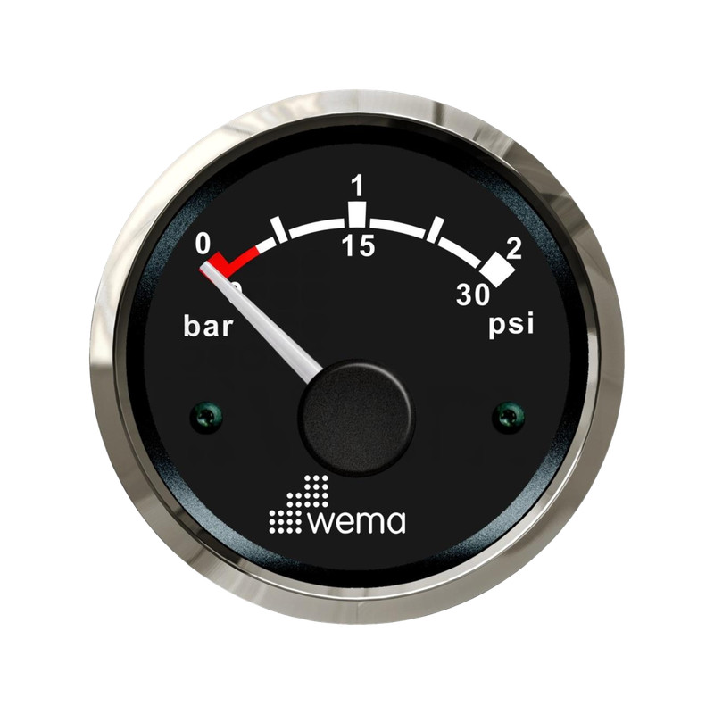Wskaźnik ciśnienia turbo 2 bar, 52 mm srebrno-czarny Wema