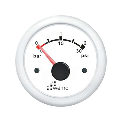 Wskaźnik ciśnienia turbo 2 bar, 52 mm biały Wema