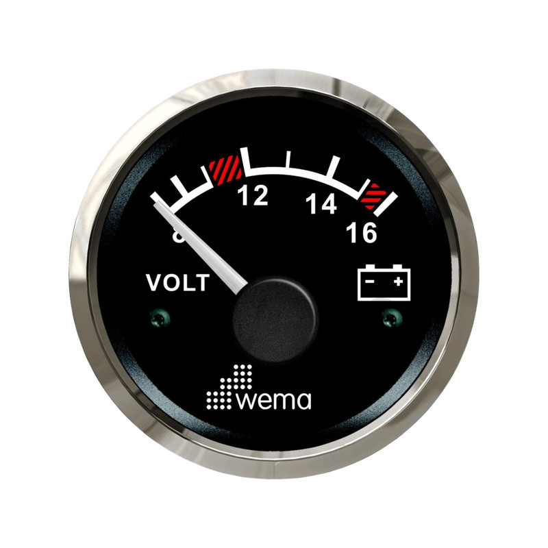 Wskaźnik napięcia 12 V 52 mm srebrno-czarny Wema