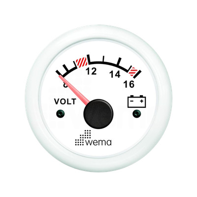 Wskaźnik napięcia 12 V 52 mm biały Wema