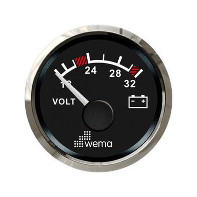 Wskaźnik napięcia 24 V 52 mm srebrno-czarny Wema