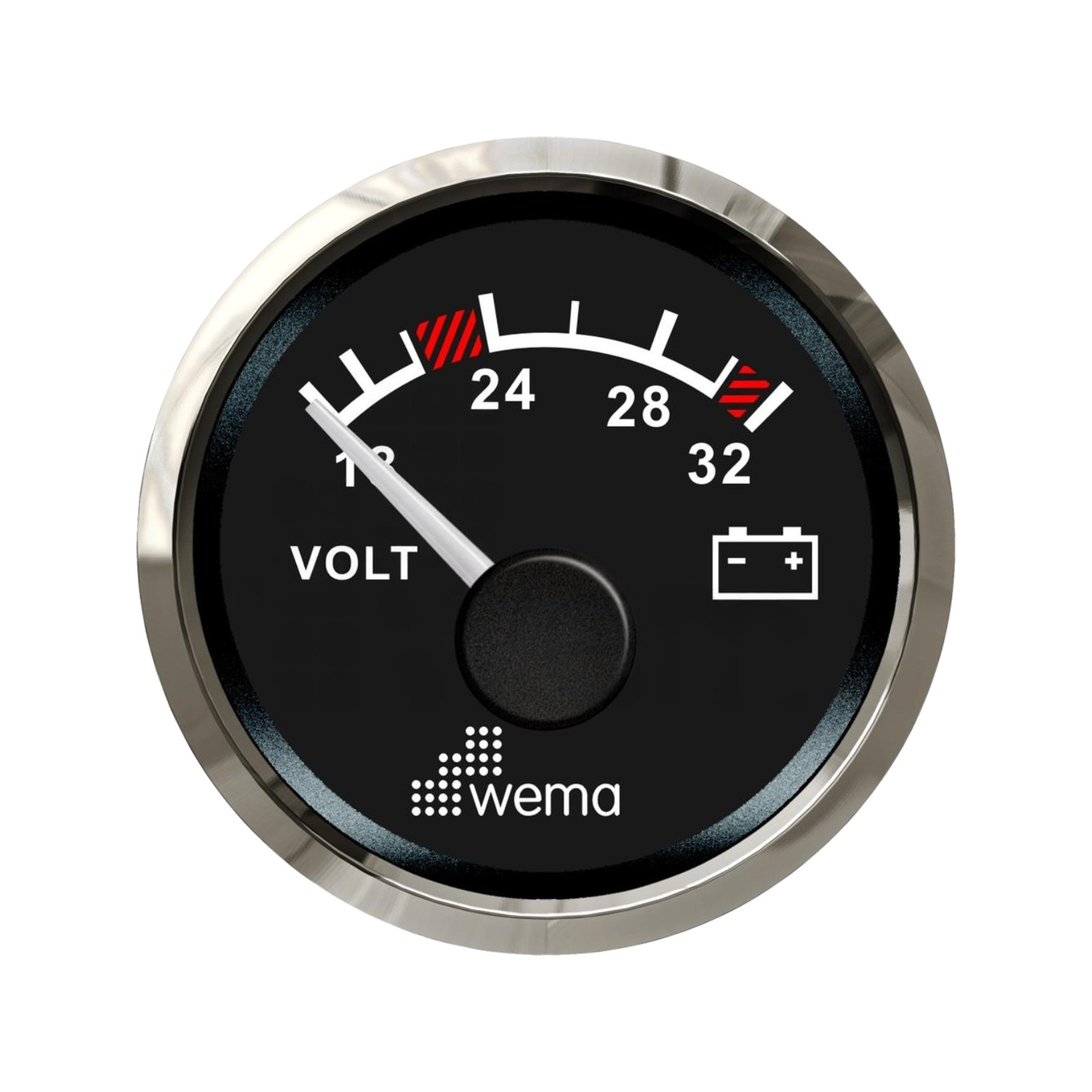 Wskaźnik napięcia 24 V 52 mm srebrno-czarny Wema