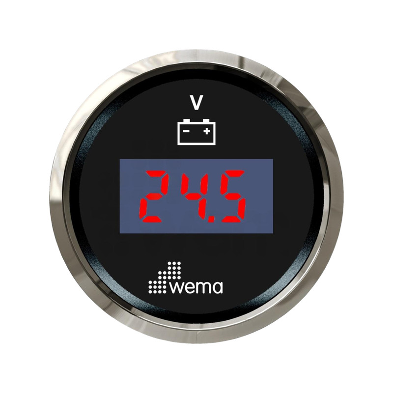 Cyfrowy wskaźnik napięcia 8-32 V 52 mm srebrno-czarny Wema