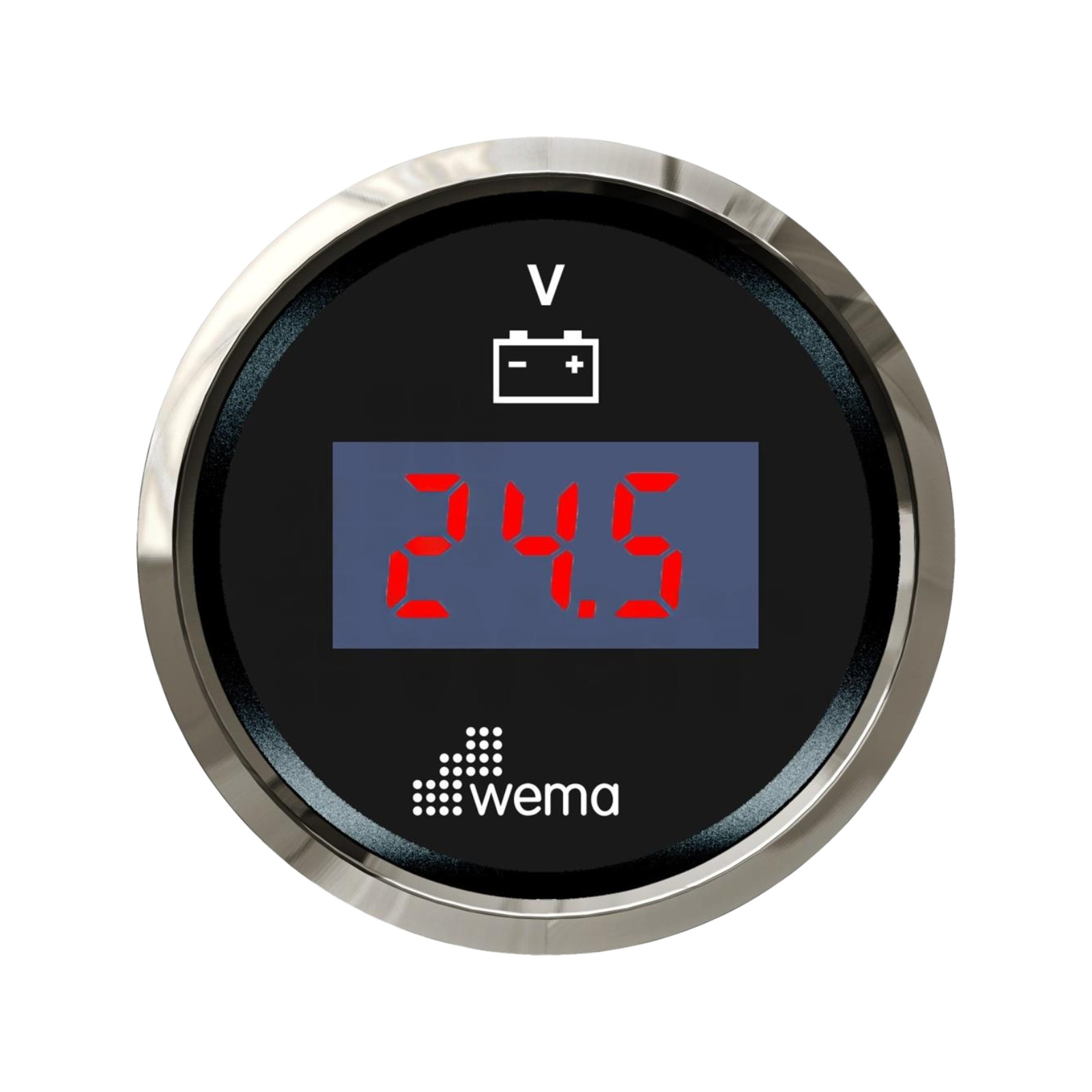 Cyfrowy wskaźnik napięcia 8-32 V 52 mm srebrno-czarny Wema