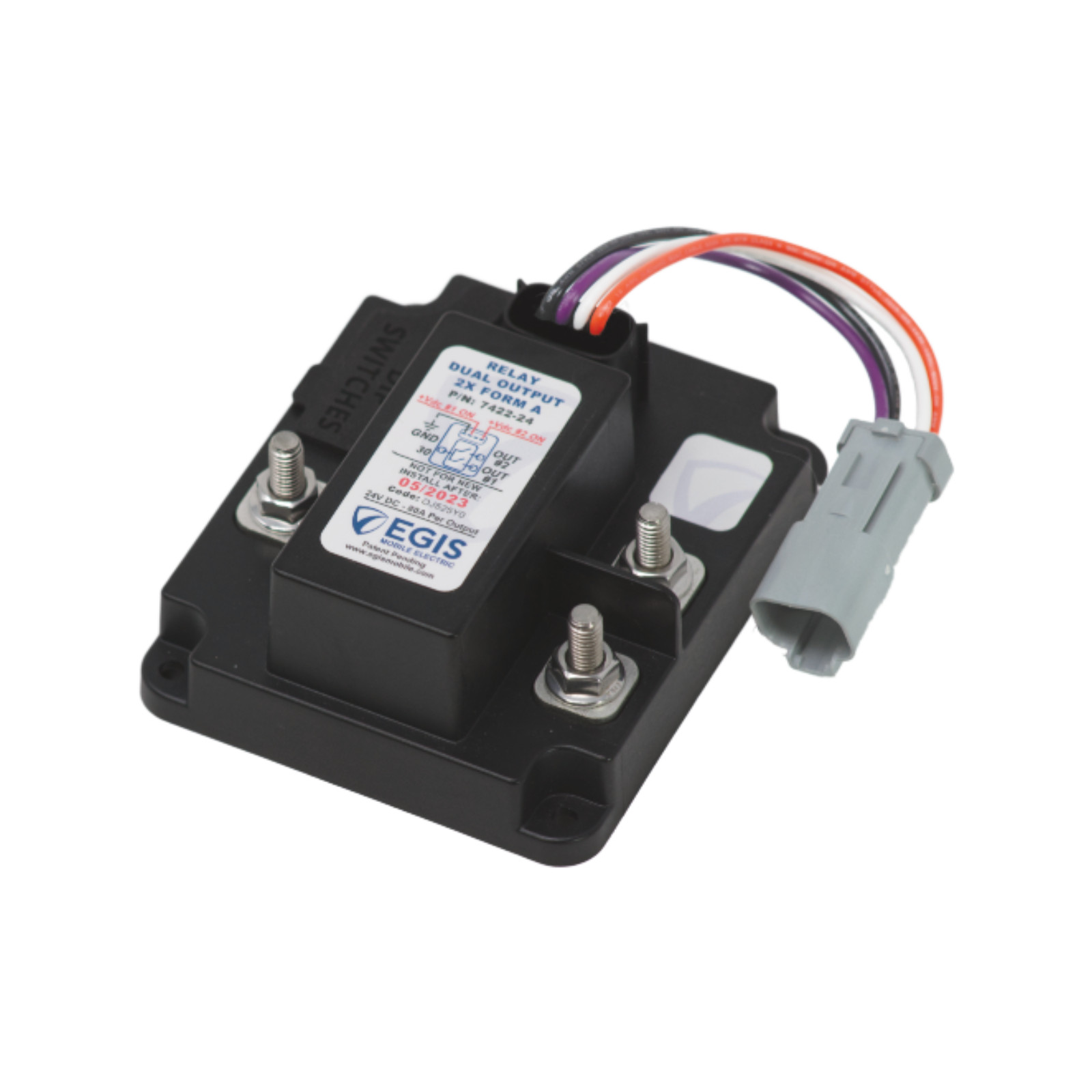 Реле з подвійним виходом 24V 2x80A - Роз'єм DTM - Egis 7422-24D