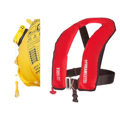 Kamizelka pneumatyczna Mullion Stream 150N ISO ze zwalniakiem Hammar SPI Czerwona