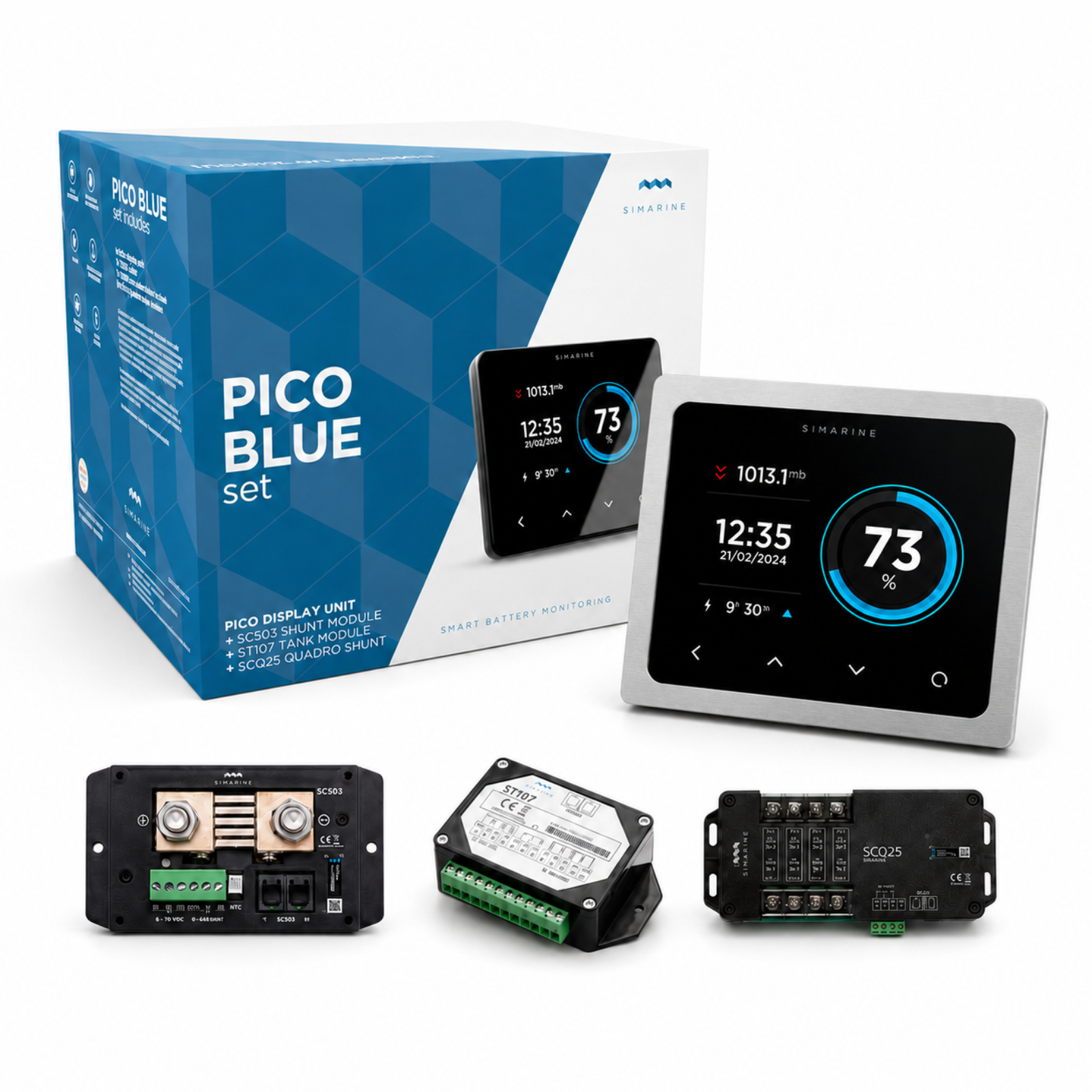 Zestaw Simarine Pico Blue srebrny montaż panelowy