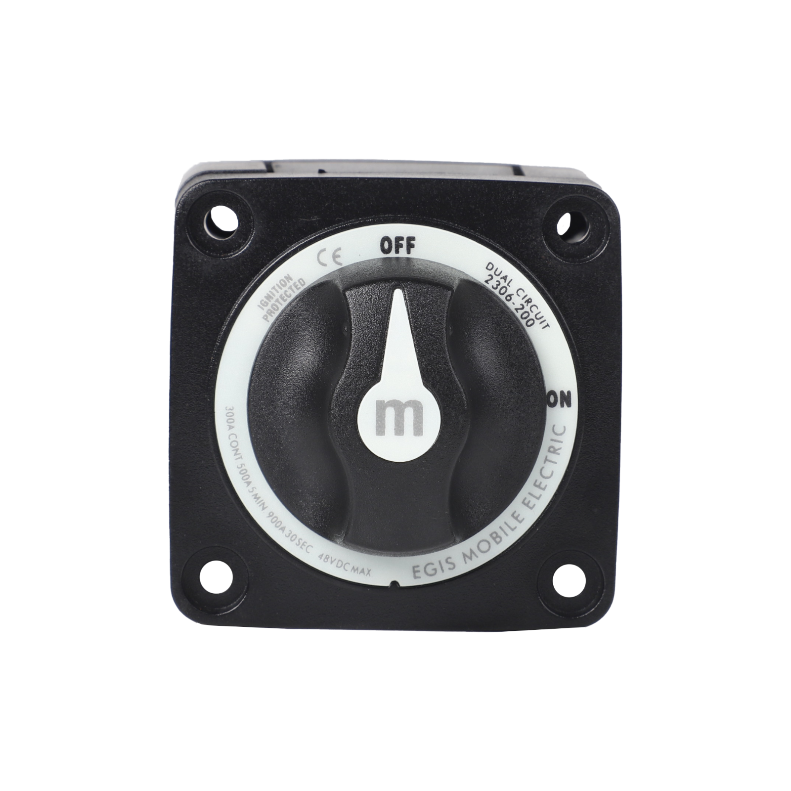 m-Series 300A Battery Switch Off/On, Knob Actuator, Black - Egis 2306-200B