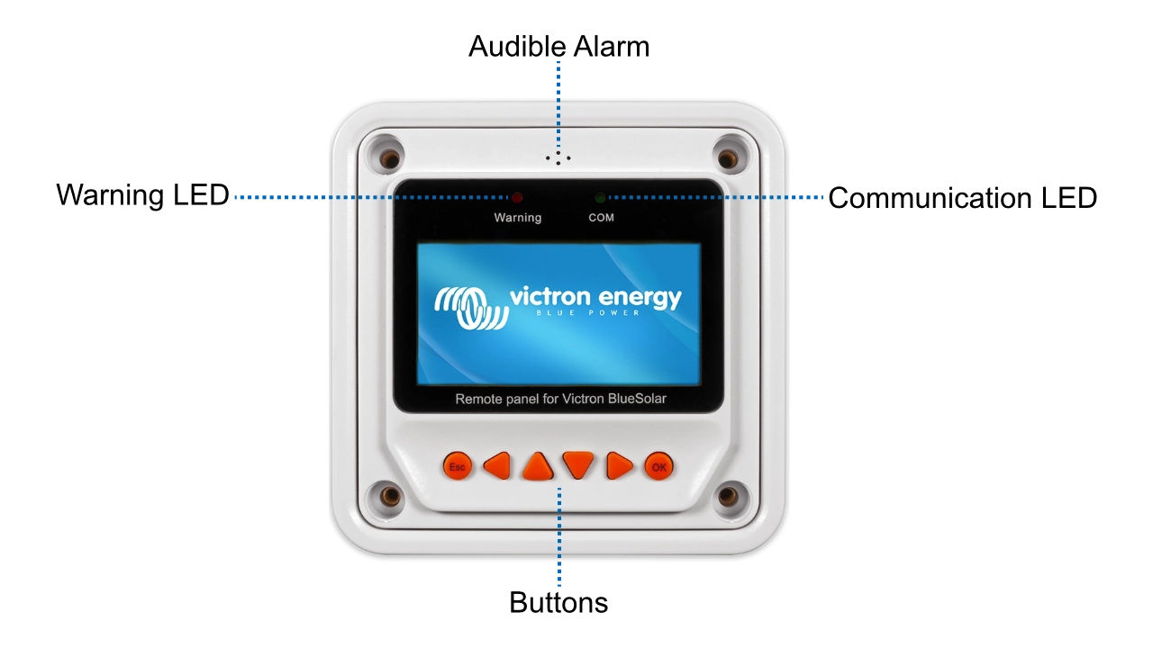 Interface of the remote control panel for BlueSolar PWM-Pro